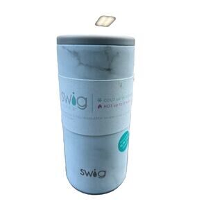Swig Life Skinny Can Cooler Stainless Steel Insulated Marble Slab Hot Cold 12 oz